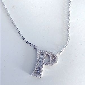 Heart ❤️ Silver necklace with zirconia P Letter Valentine Day